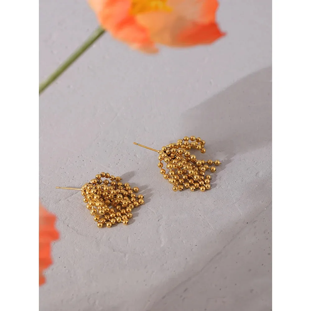 Tassel Bead Stud Earrings