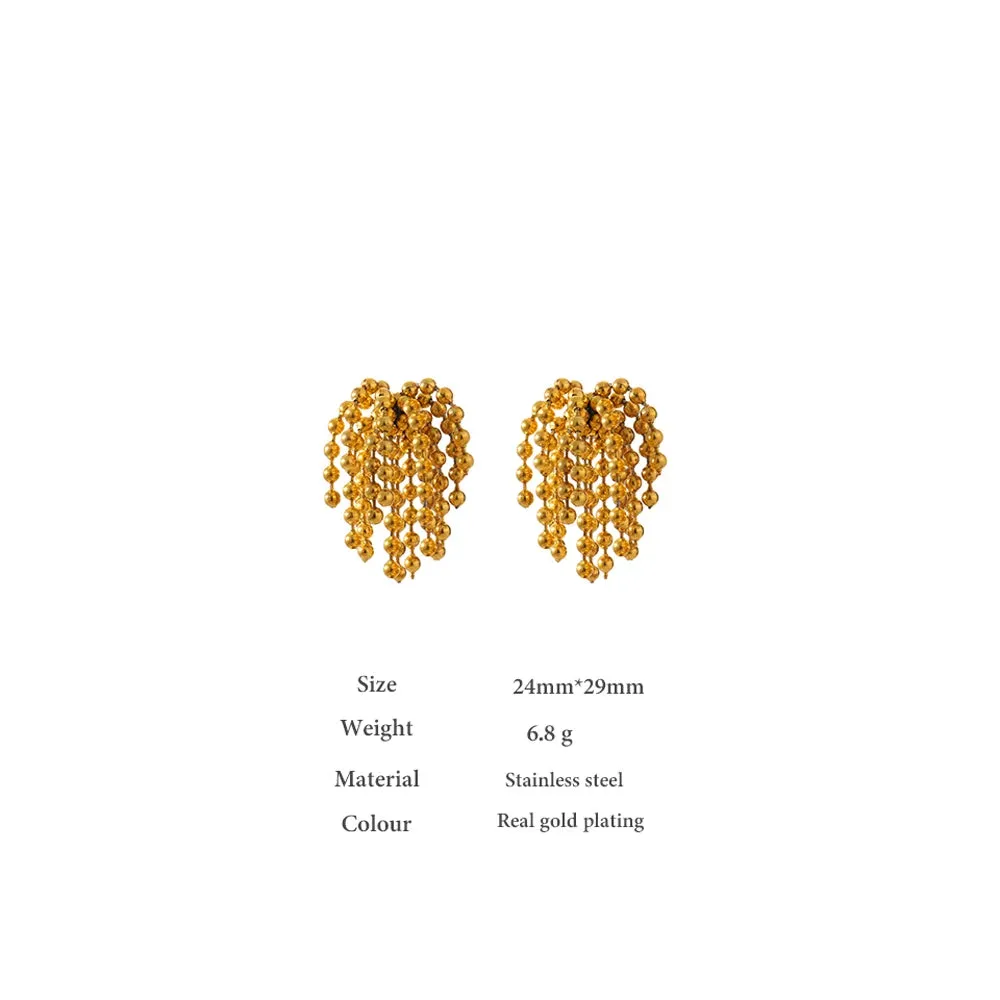 Tassel Bead Stud Earrings