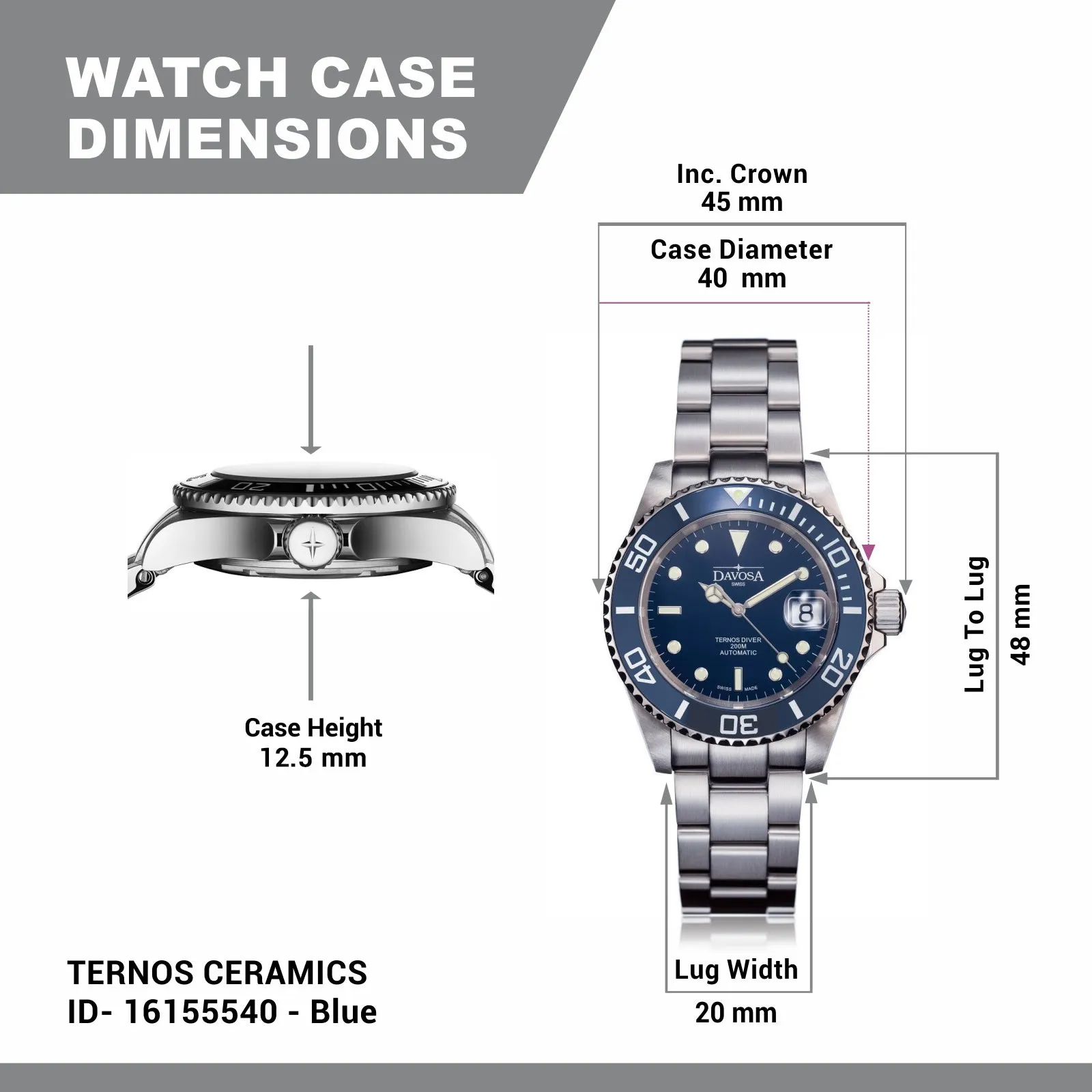 Ternos Ceramic Automatic 200m Blue Diving Watch 16155540