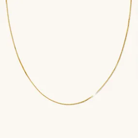 Thin Box Chain Necklace - 14k Solid Gold