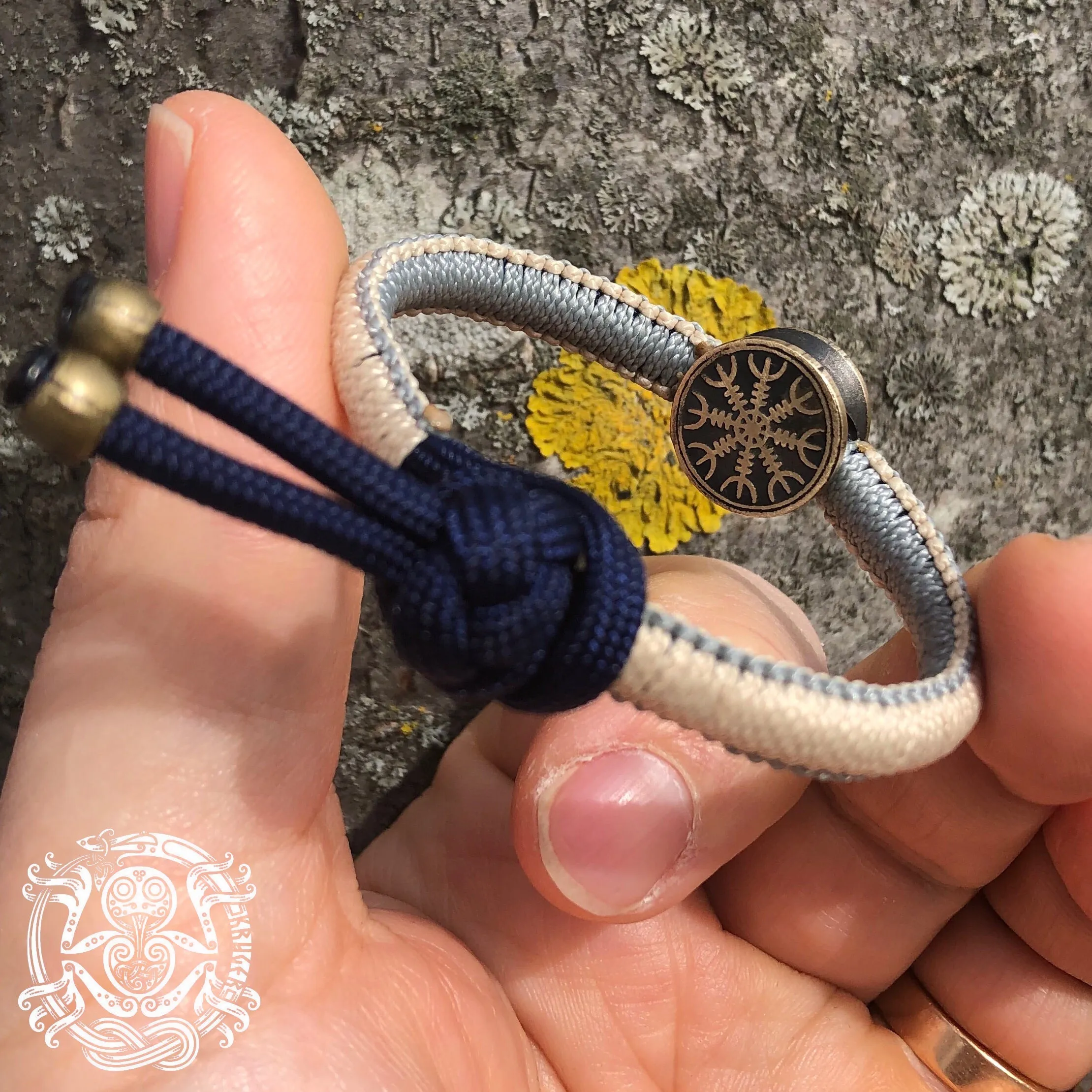 Thin Ægishjálmur and Vegvisir bracelets