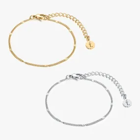 Thin Hammered Chain Bracelet