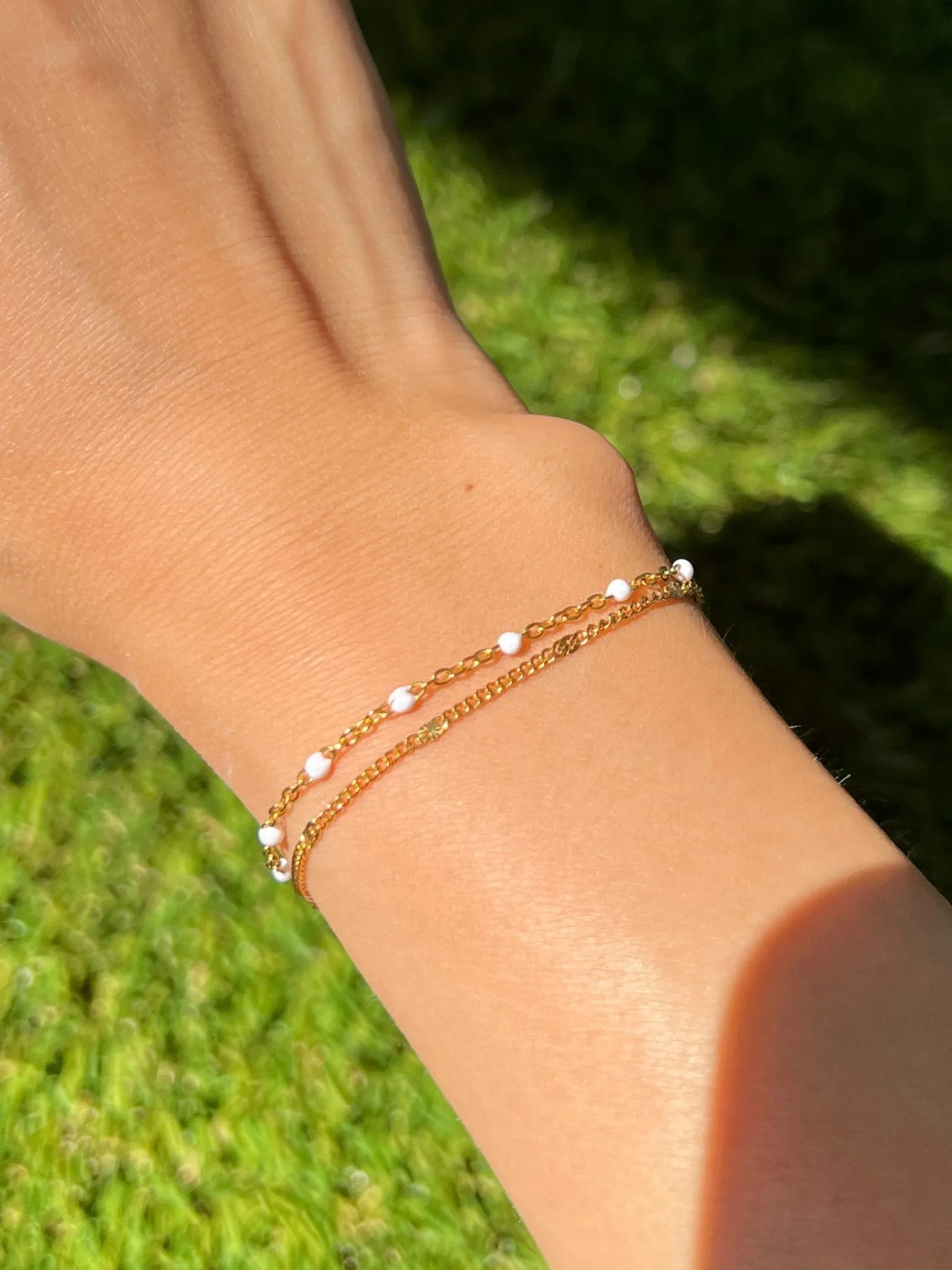 Thin Hammered Chain Bracelet