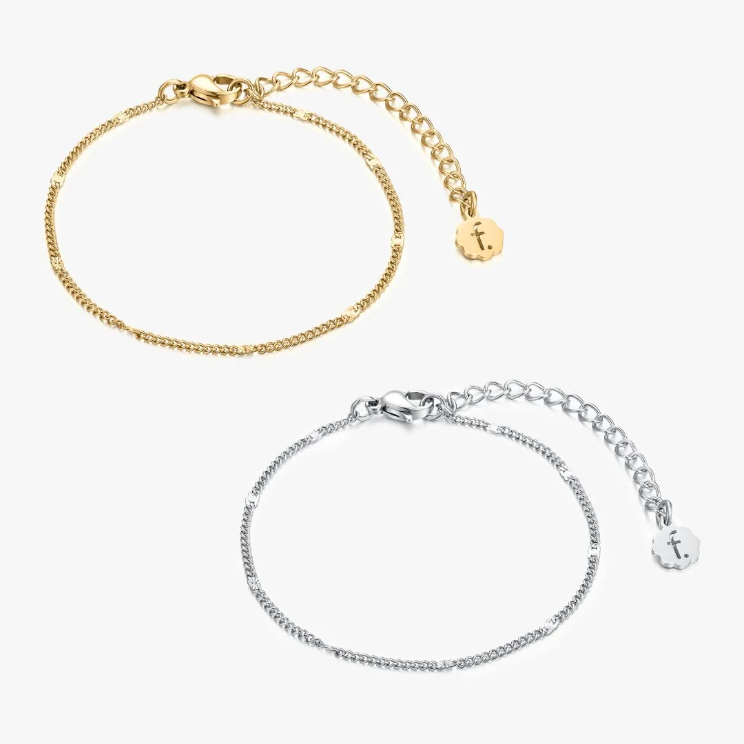 Thin Hammered Chain Bracelet