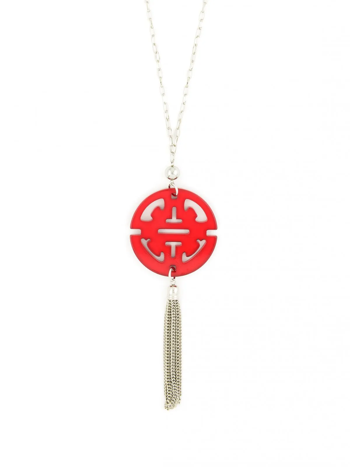 Travel Tassel Long Necklace in Silver