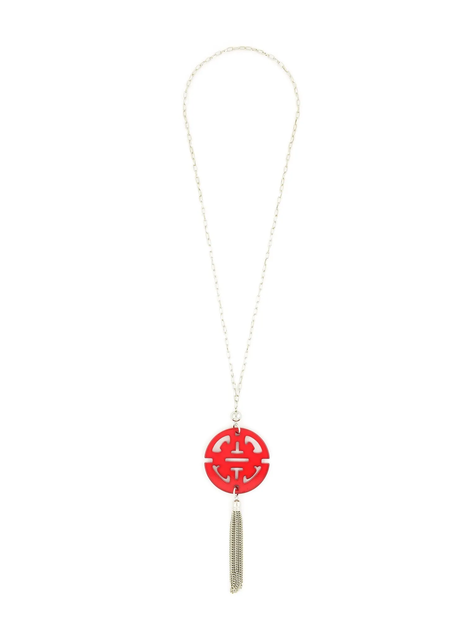Travel Tassel Long Necklace in Silver