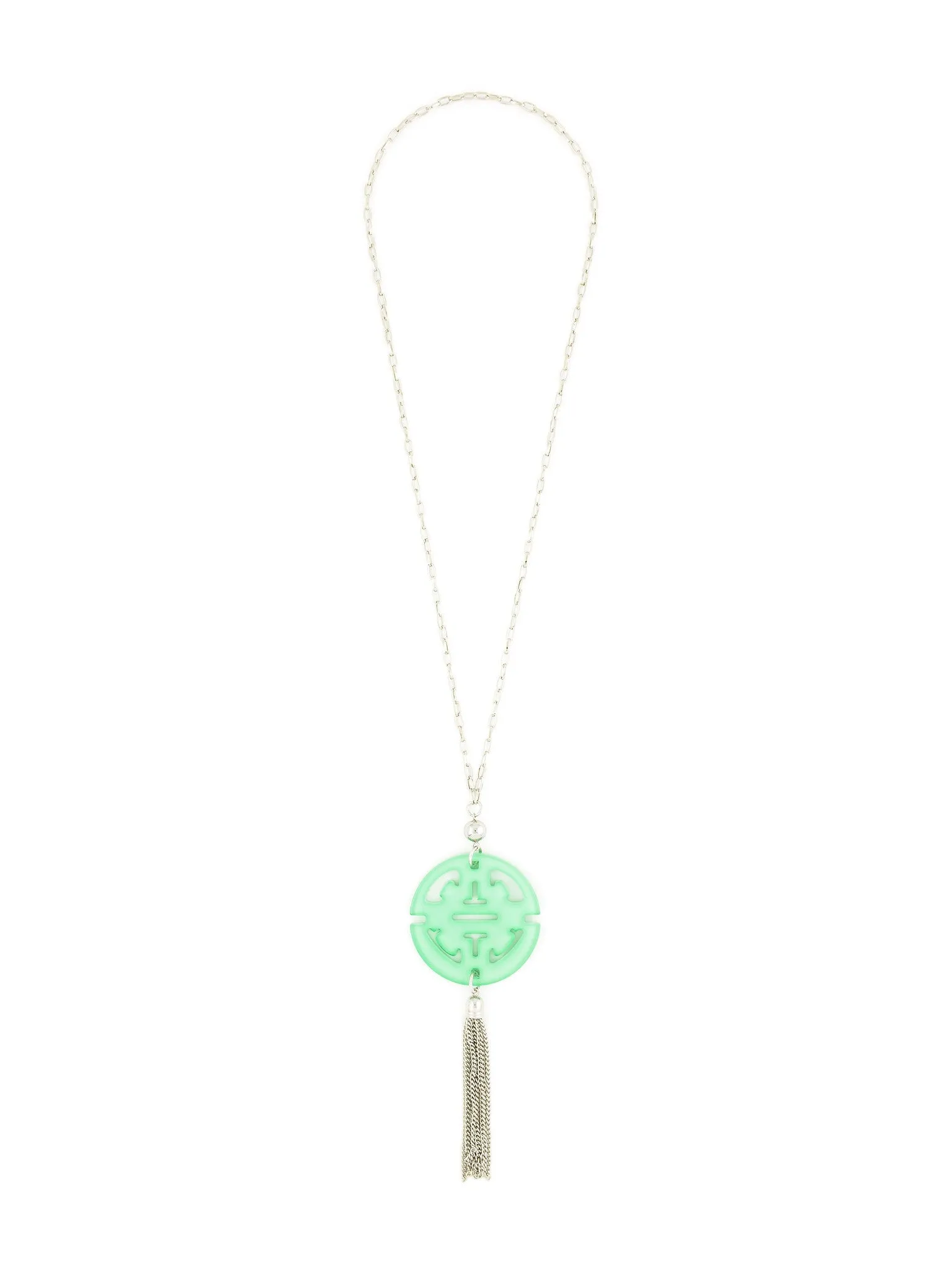Travel Tassel Long Necklace in Silver