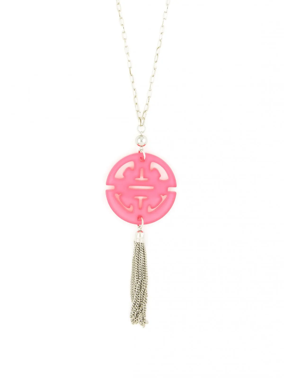 Travel Tassel Long Necklace in Silver