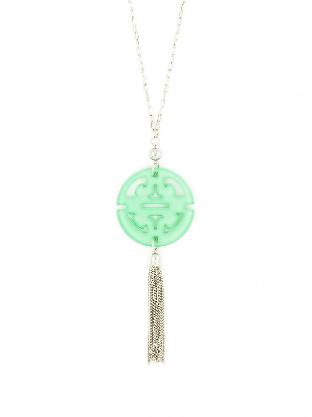 Travel Tassel Long Necklace in Silver