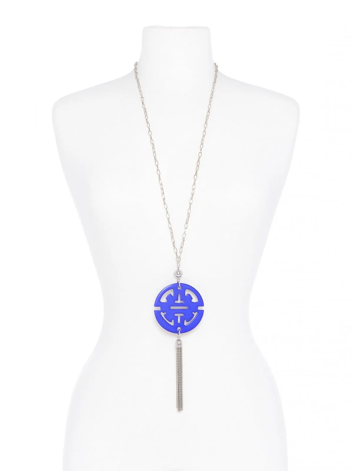 Travel Tassel Long Necklace in Silver