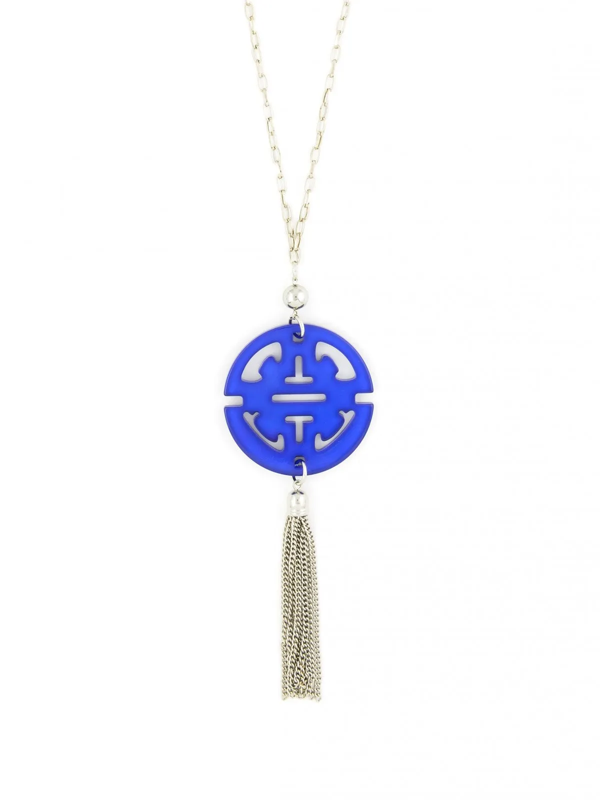 Travel Tassel Long Necklace in Silver