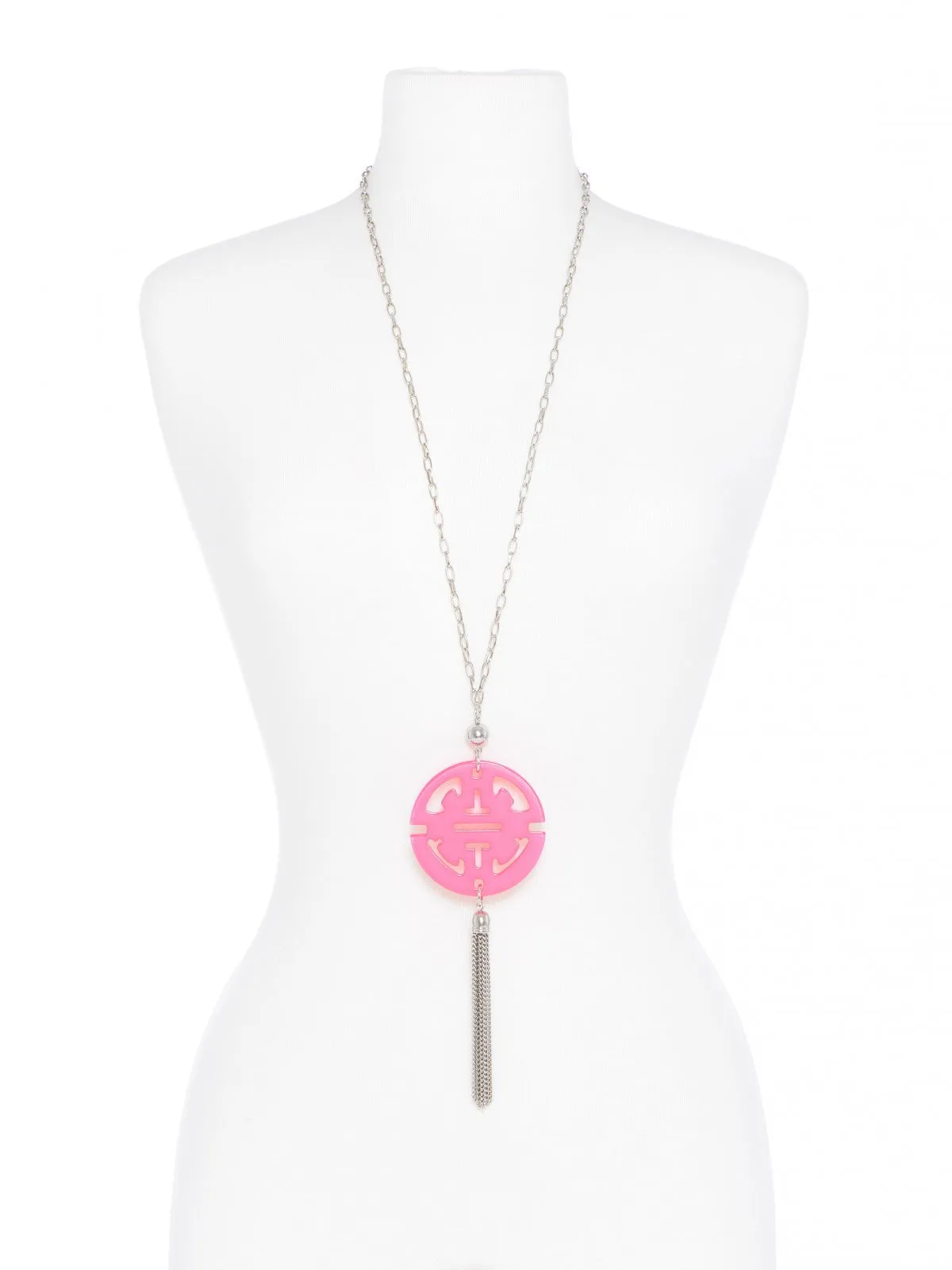 Travel Tassel Long Necklace in Silver