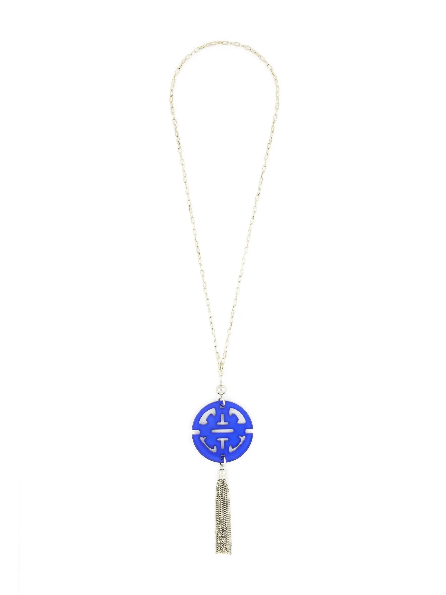 Travel Tassel Long Necklace in Silver