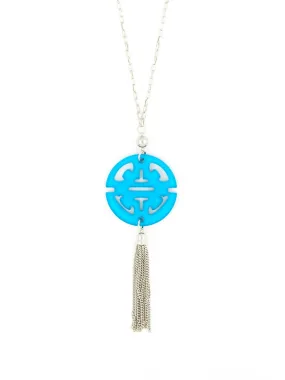 Travel Tassel Long Necklace in Silver