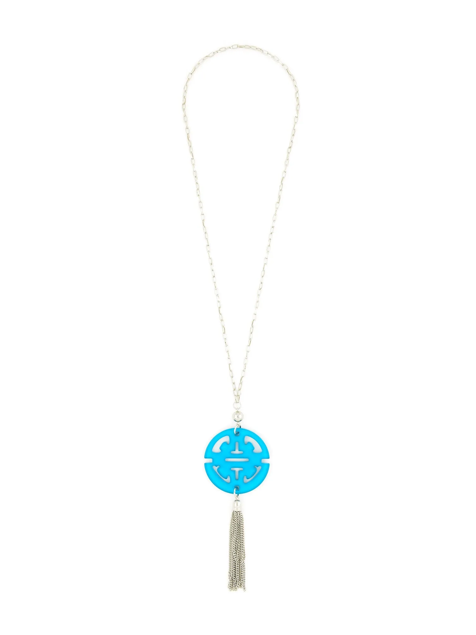 Travel Tassel Long Necklace in Silver