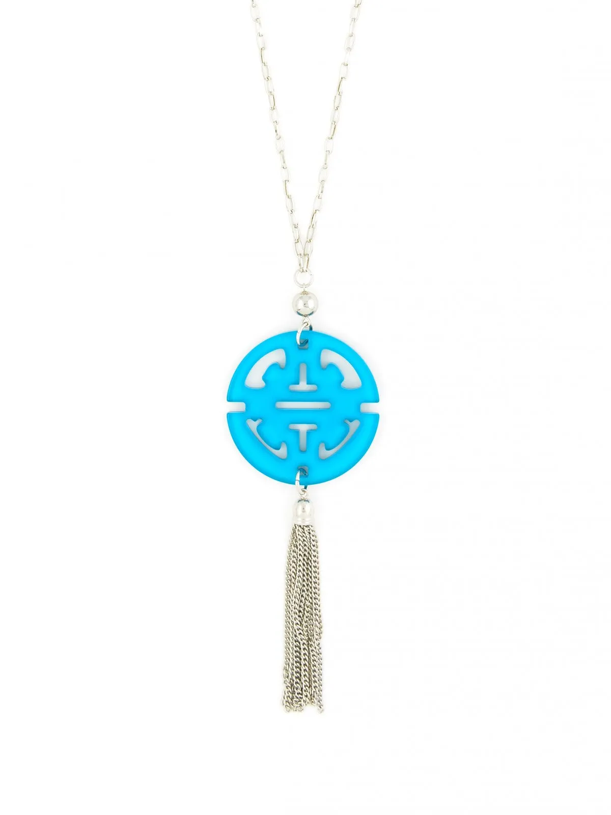 Travel Tassel Long Necklace in Silver
