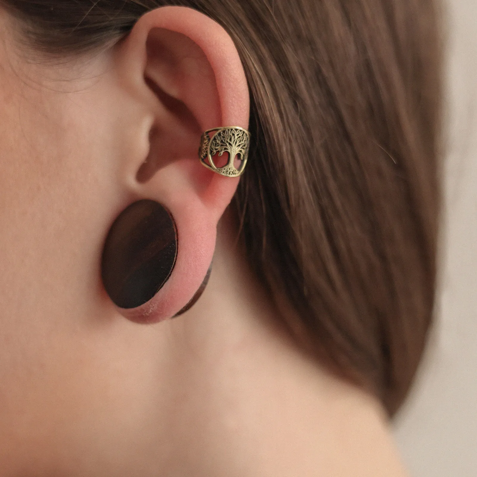 Tree Of Life Brass Ear Cuff
