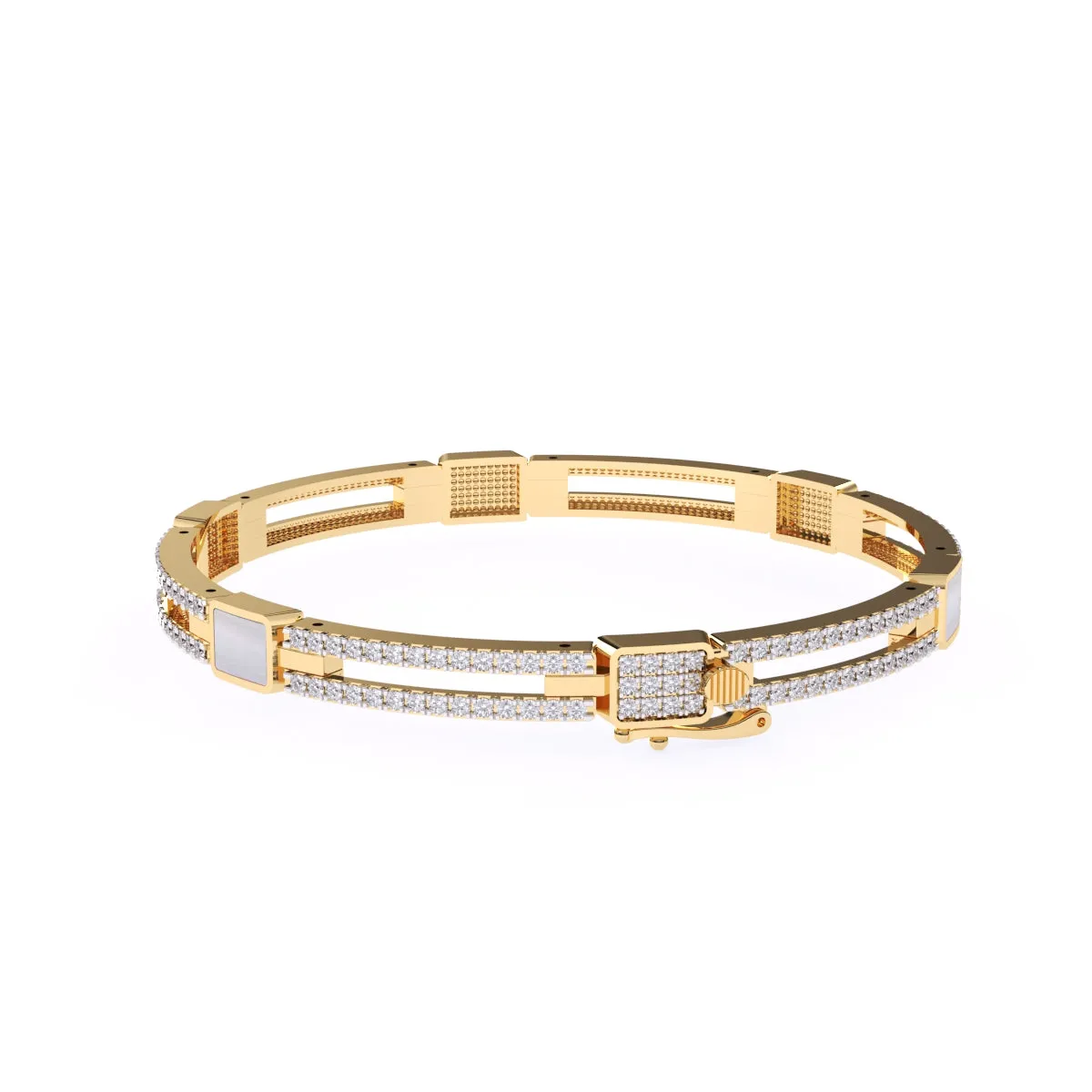 Trendy Two Row Lab Grown Diamond Bangle