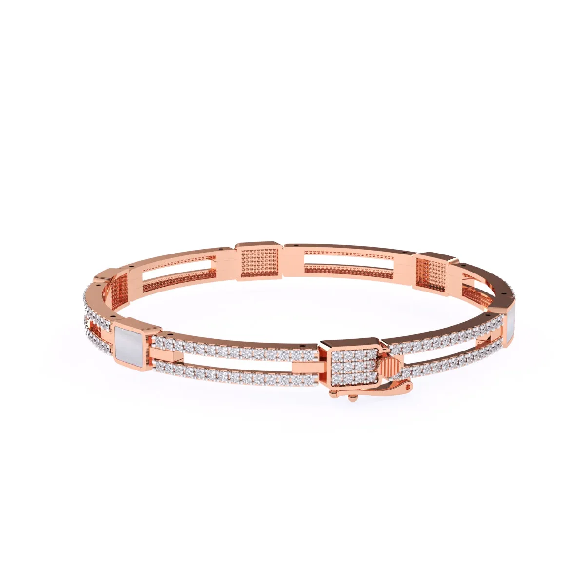 Trendy Two Row Lab Grown Diamond Bangle