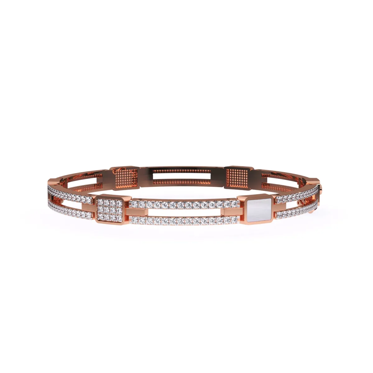 Trendy Two Row Lab Grown Diamond Bangle