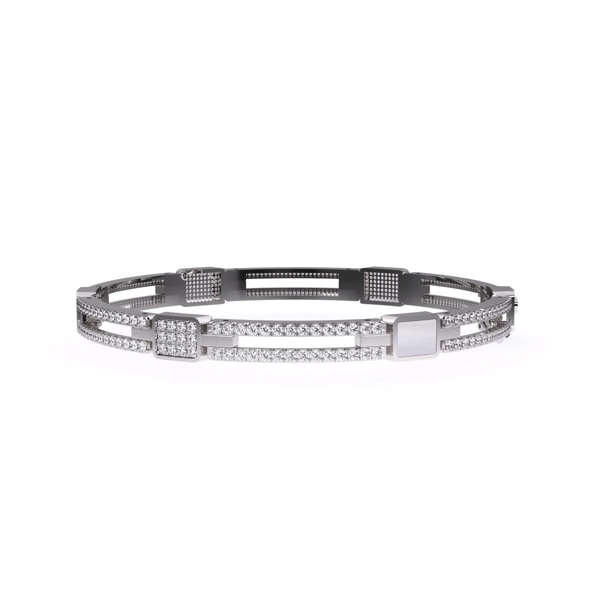 Trendy Two Row Lab Grown Diamond Bangle
