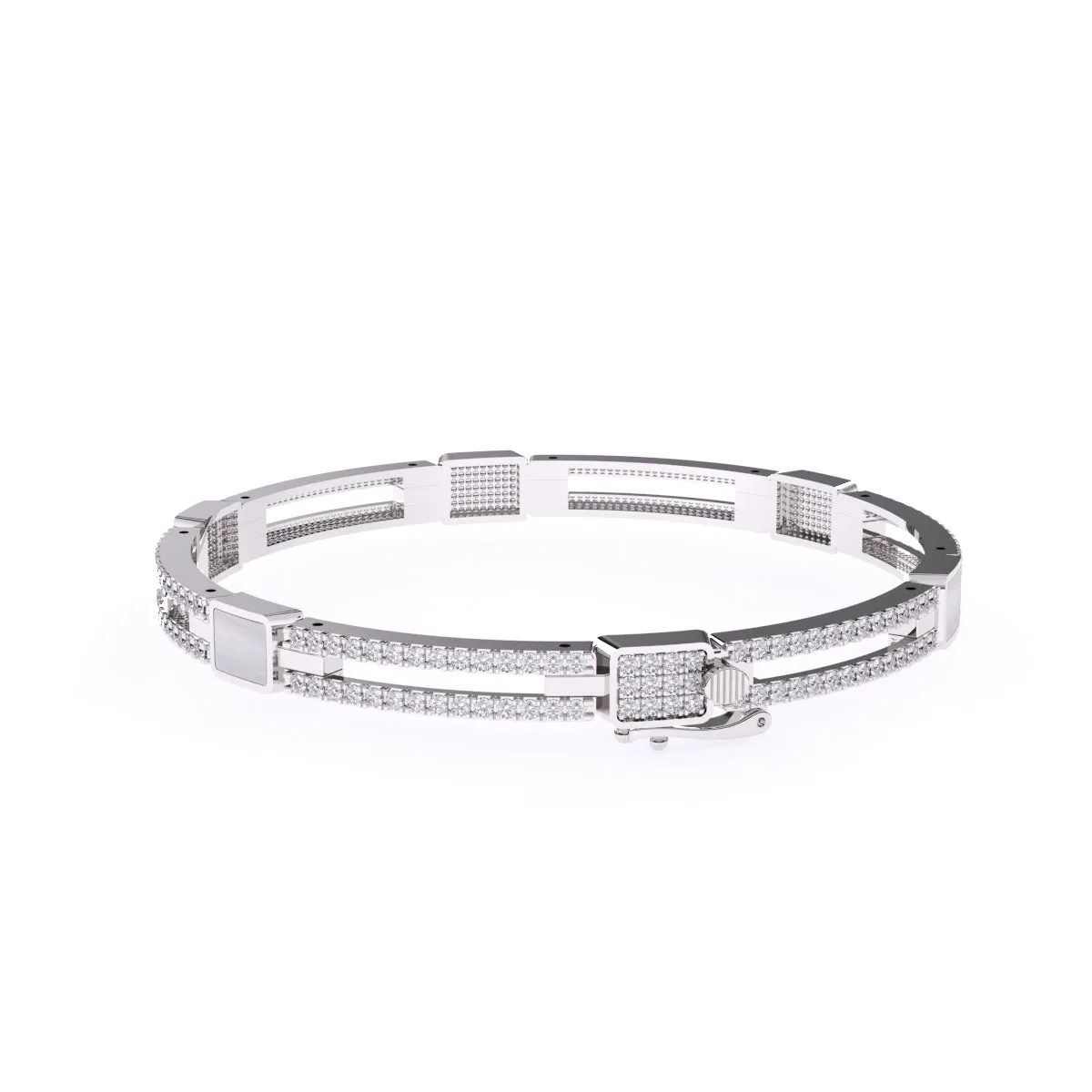 Trendy Two Row Lab Grown Diamond Bangle