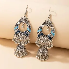 Vintage Colorful Bells Tassel Drop Dangle Earrings  -S4768211