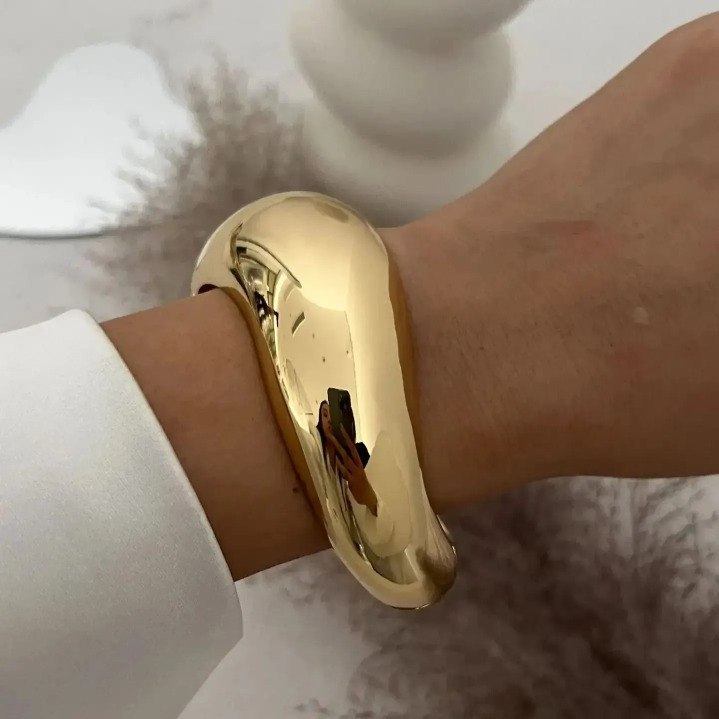 Vintage Wide Cuff Chunky Water Resistant Steel Bangles