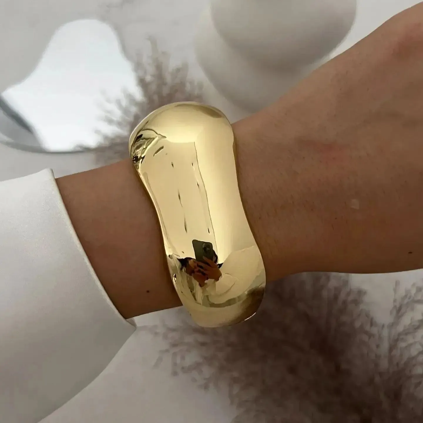 Vintage Wide Cuff Chunky Water Resistant Steel Bangles