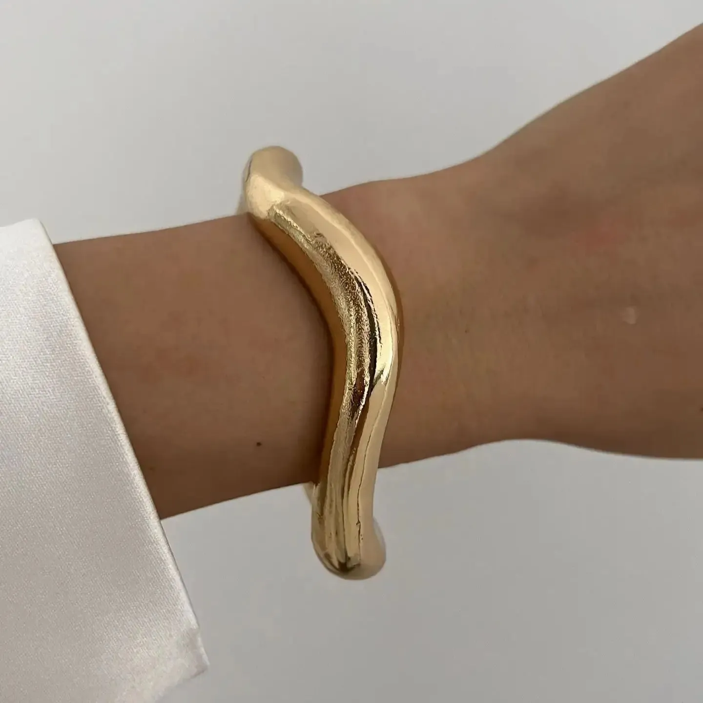 Vintage Wide Cuff Chunky Water Resistant Steel Bangles
