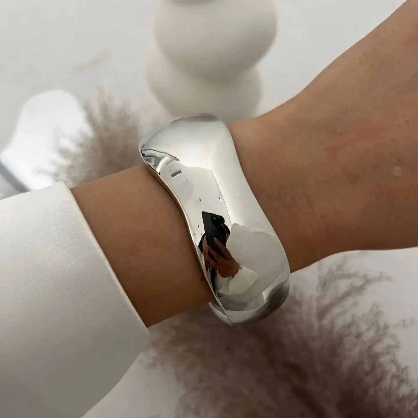 Vintage Wide Cuff Chunky Water Resistant Steel Bangles