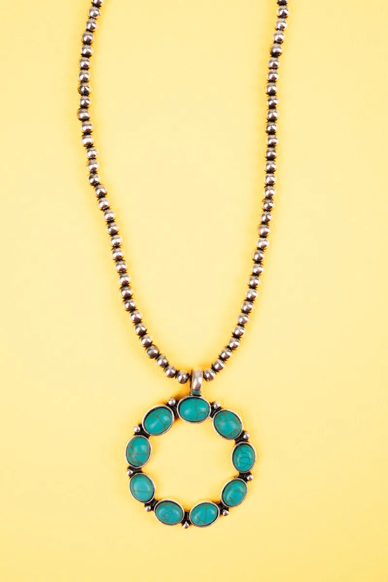 Viola Turquoise Hopewell Junction Silvertone Bead Choker