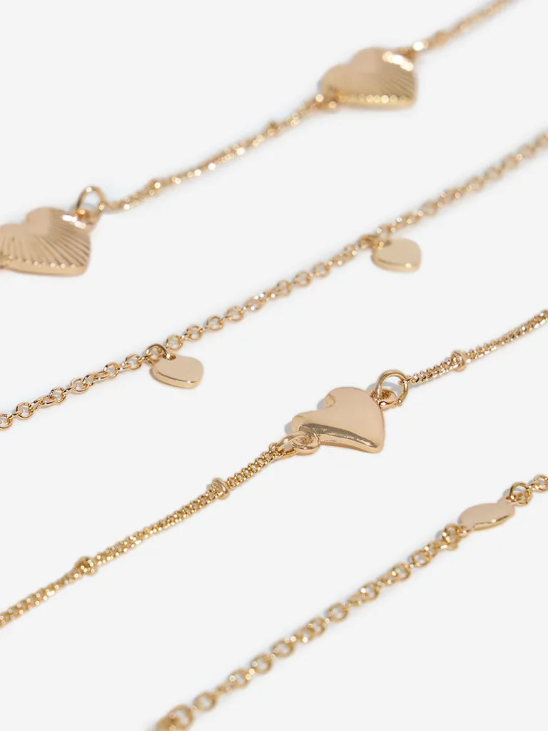 Westside Accessories Gold Heart Motif Bracelets - Pack of 4