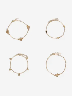Westside Accessories Gold Heart Motif Bracelets - Pack of 4