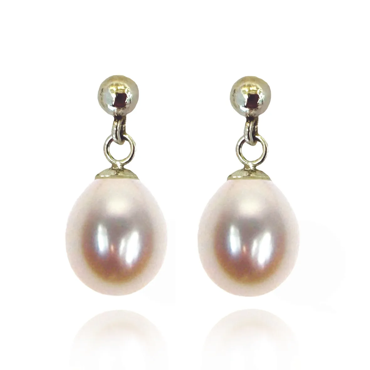 White Freshwater Pearl Drop Silver Earrings