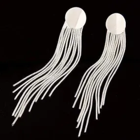 Womens Silver Tone Tassel Post Earrings