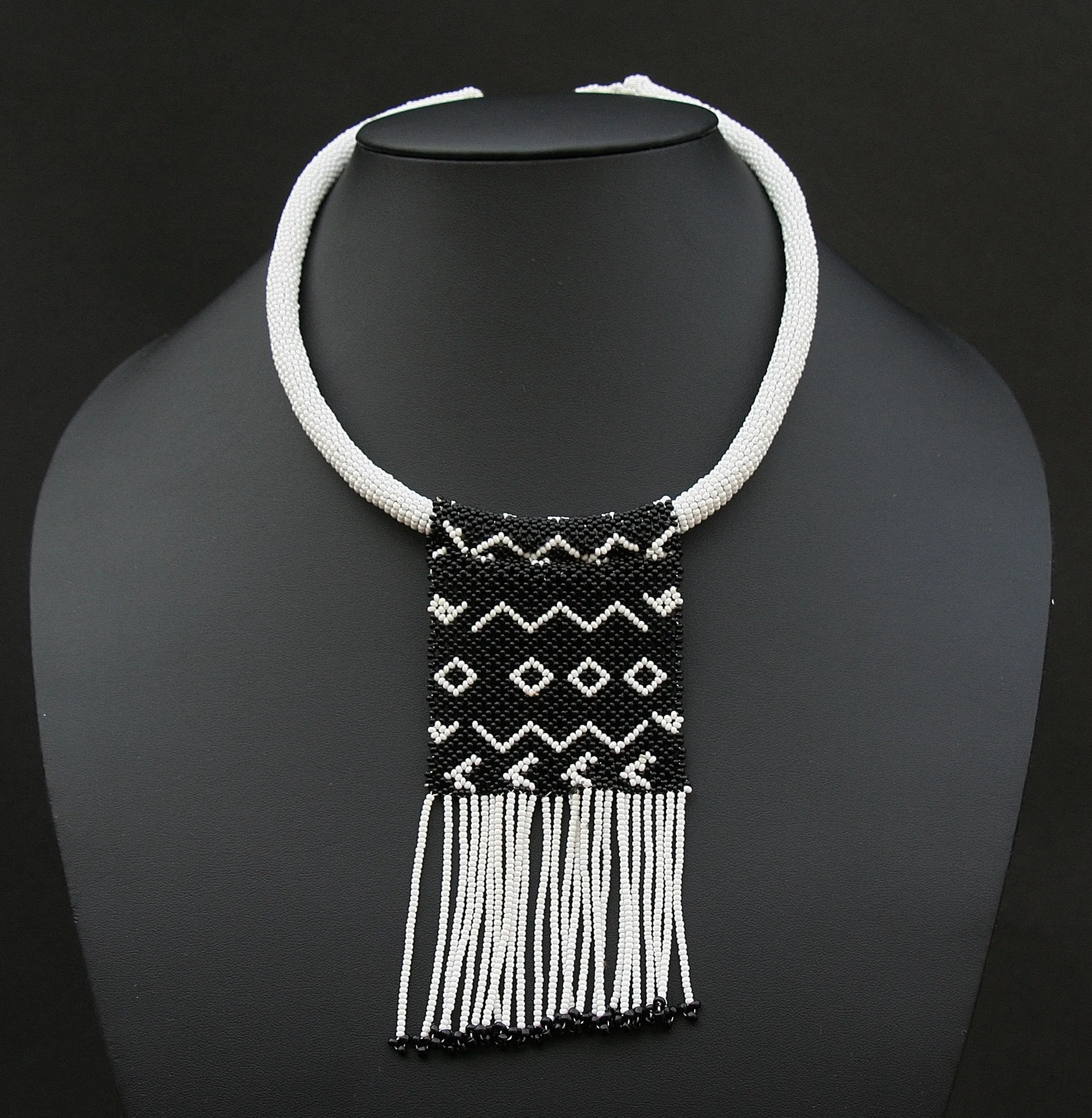 Zulu Love Letter Choker Necklace Black and White