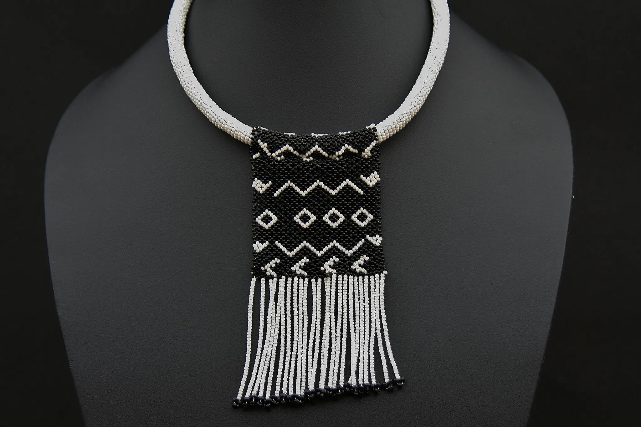 Zulu Love Letter Choker Necklace Black and White