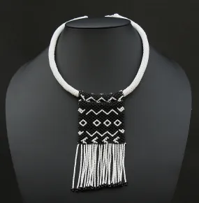Zulu Love Letter Choker Necklace Black and White